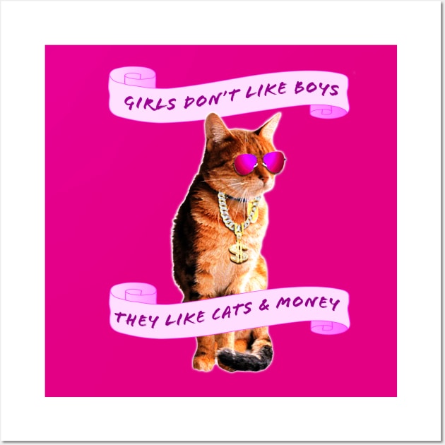 Girls Love Cats And Money Wall Art by SCL1CocoDesigns